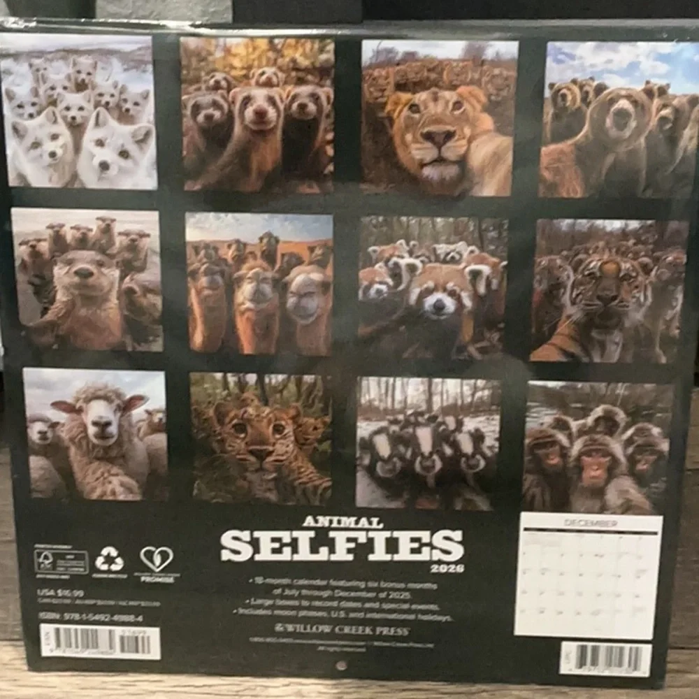 New 3 pack Willow Creek 2026 Calendars Dogs & Puppies Bigfoot & Animal Selfies